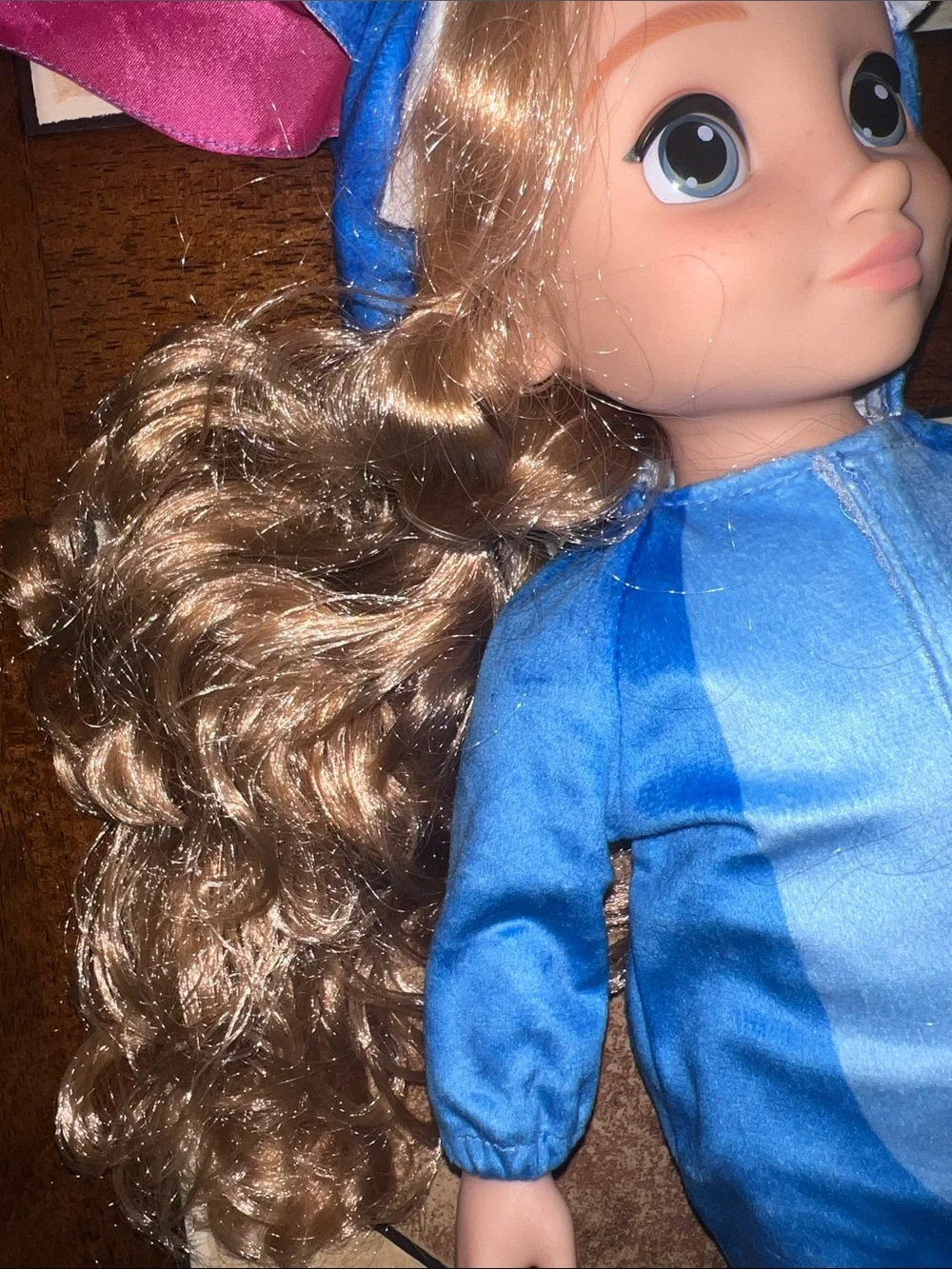 Disney Blonde Doll in Blue Bunny Outfit with Pink Ear Lining